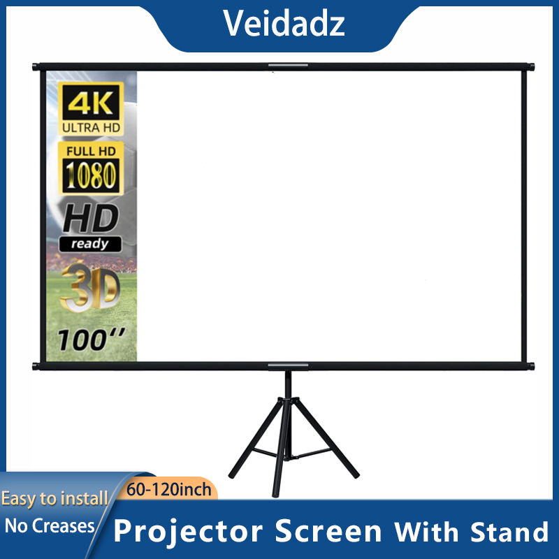 Home Cinema Blanc - VEIDADZ プロジェクタースクリーン スタンド付き 折りたたみ式 ホワイト しわが少ない