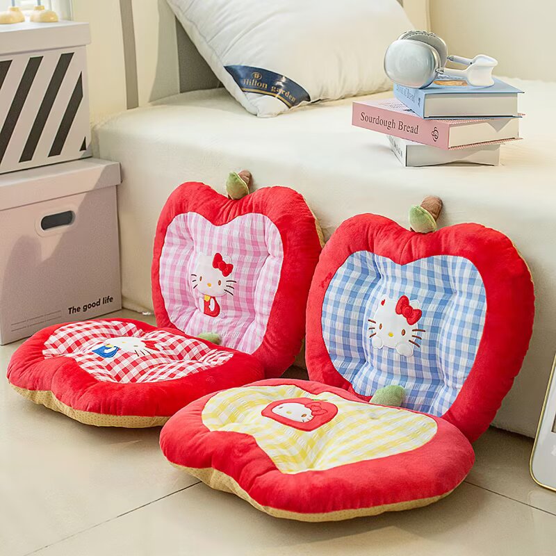 Home Cinema Chairs - かわいいハローキティのリンゴ型ぬいぐるみクッション漫画椅子シートパッド柔らかく快適なホームオフィス装飾洗える滑り止め