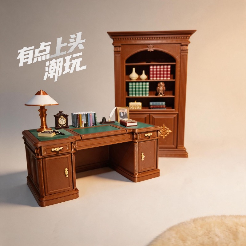 Home Cinema Chairs - オリジナル 1/12 ミニチュアヴィンテージアメリカンスタイルオフィスデスクチェアセットリアルな装飾モデルキット家庭/オフィス用コレクターズアイテム
