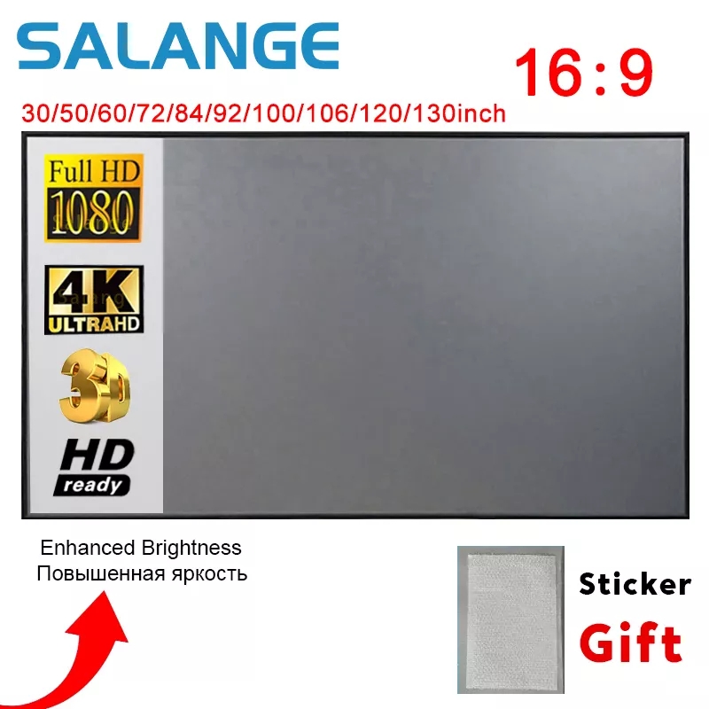 Home Cinema Blanc - Salange プロジェクタースクリーン、60 100 120 インチ反射生地布投影スクリーン YG300