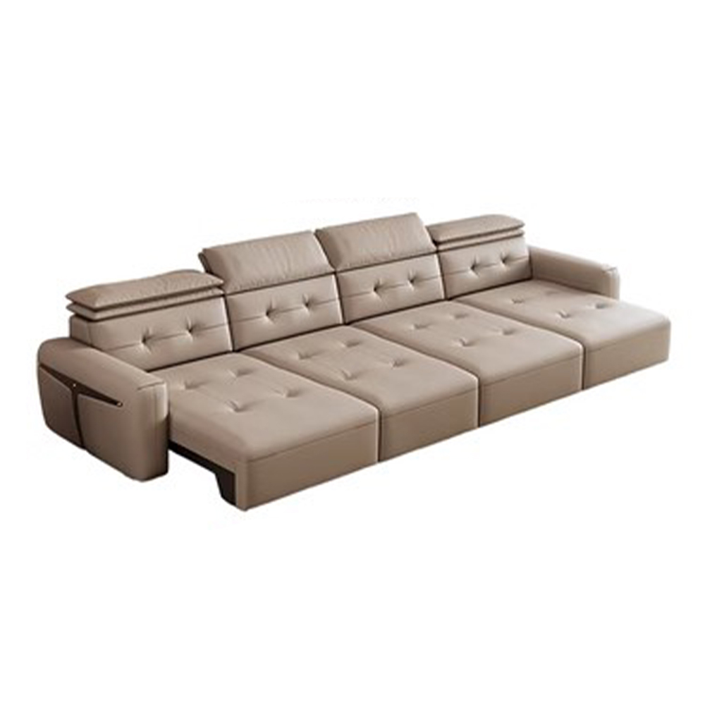 Home Cinema Furniture - MINGDIBAO 本革電動コンバーチブルソファベッド、調節可能なヘッドレスト付き、多機能折りたたみソファベッド、映画鑑賞室用