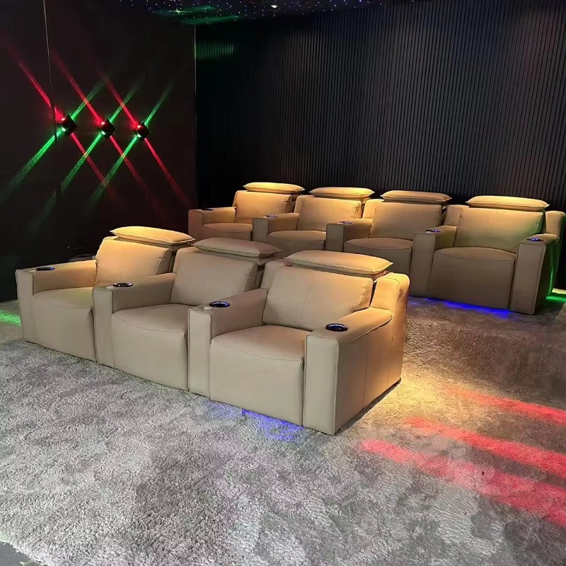 最新の高級映画館ソファ電動リクライニングカウチスマートコンソ - Home Cinema High End のレビューと価格