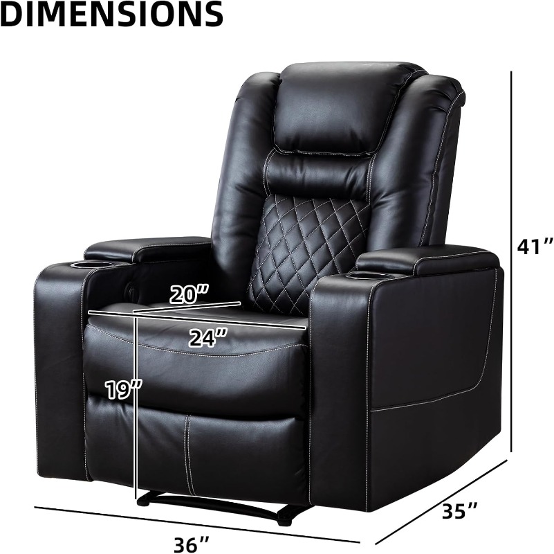 CANMOV 電動リクライニングチェア、USBポートとカップ - Home Cinema Recliner Chairs のレビューと価格