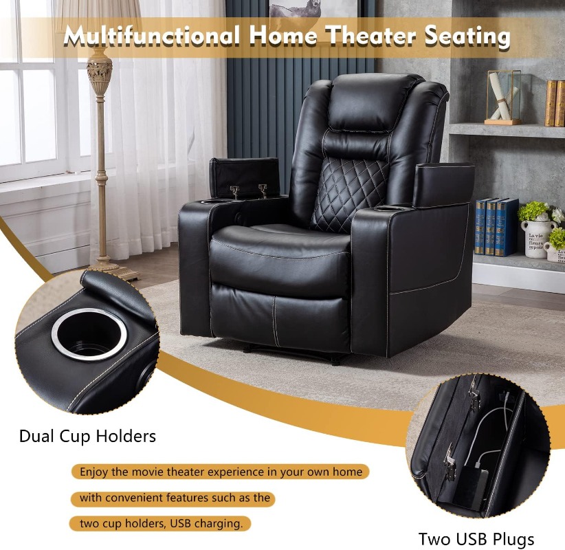 CANMOV 電動リクライニングチェア、USBポートとカップ - Home Cinema Recliner Chairs のレビューと価格