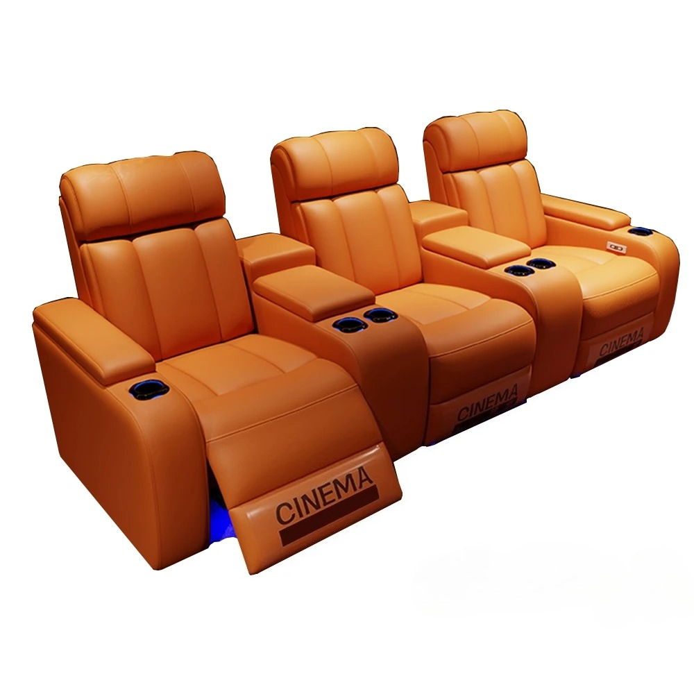 カップホルダー付き高級電動リクライニングシネマチェア、本革張 - Home Cinema Recliner Chairs のレビューと価格