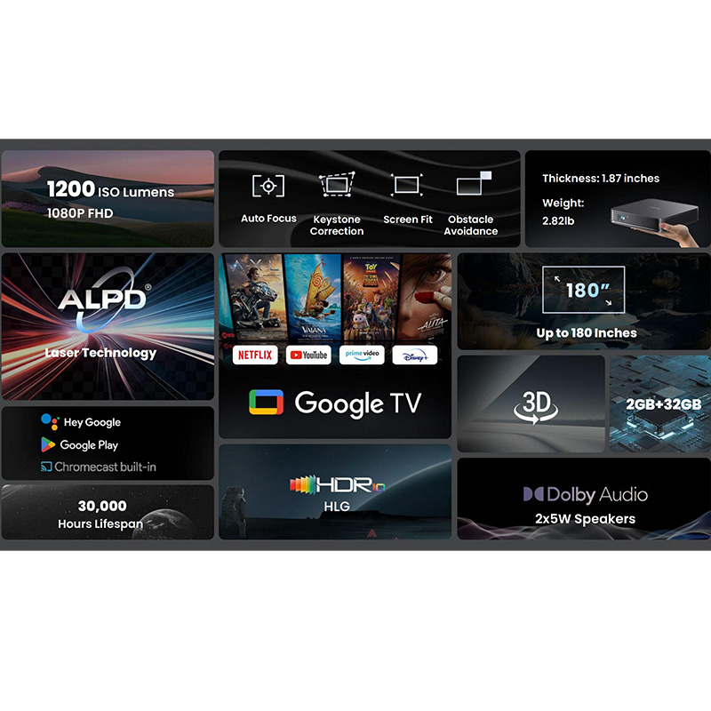 Dingbei-レーザープロジェクター,ポータブル,dolb - Video Home Cinema のレビューと価格