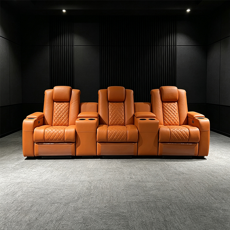 KMJ 3人掛け多機能ダブルダイヤモンドステッチレザーホーム - Home Cinema Recliner Chairs のレビューと価格