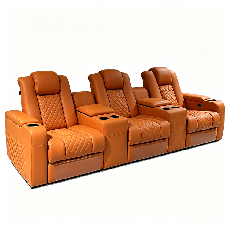 KMJ 3人掛け多機能ダブルダイヤモンドステッチレザーホーム - Home Cinema Recliner Chairs のレビューと価格