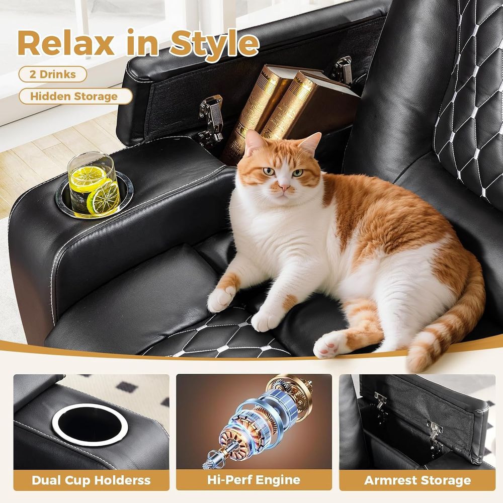 USBポートとカップホルダー付き電動リクライニングチェア - - Home Cinema Recliner Chairs のレビューと価格