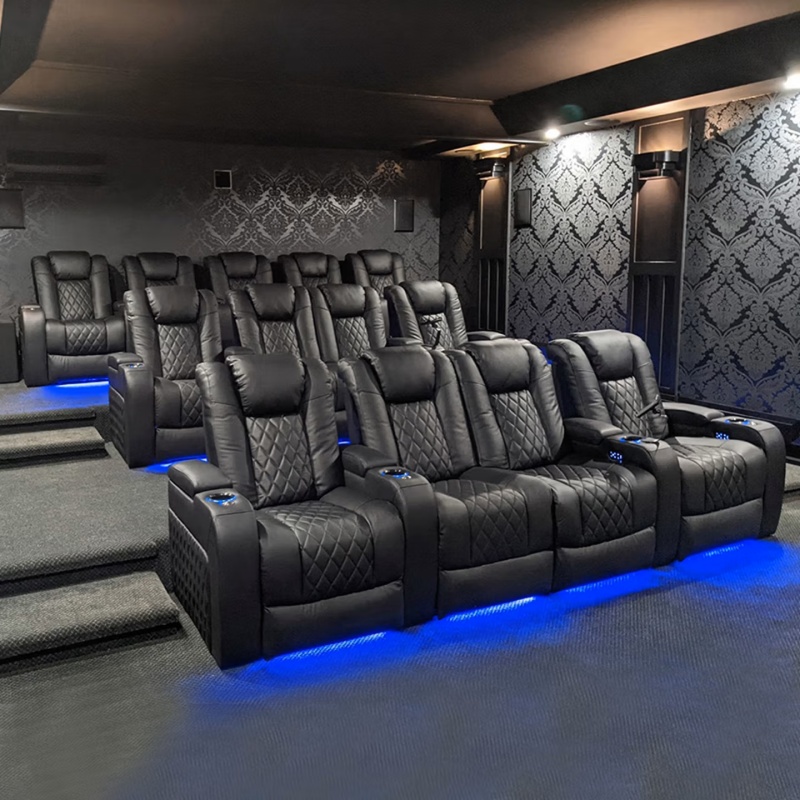 映画館ソファ ホームシアター リクライニングシート レザー製 - Home Cinema Recliner Chairs のレビューと価格