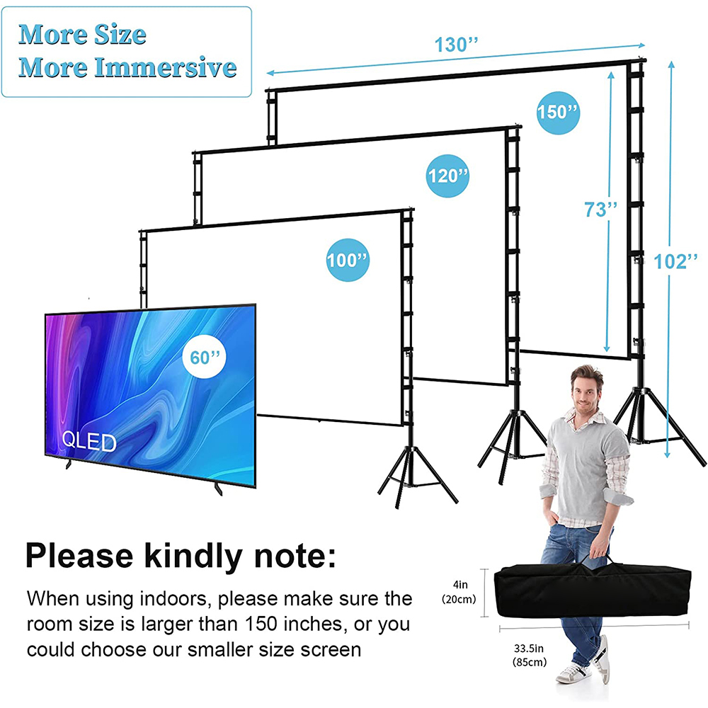 スタンド付きVidadz-プロジェクタースクリーン、白いしわ - Home Cinema Blanc のレビューと価格