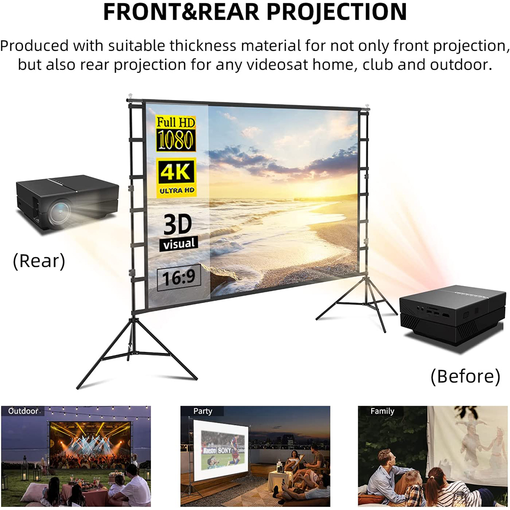 スタンド付きVidadz-プロジェクタースクリーン、白いしわ - Home Cinema Blanc のレビューと価格