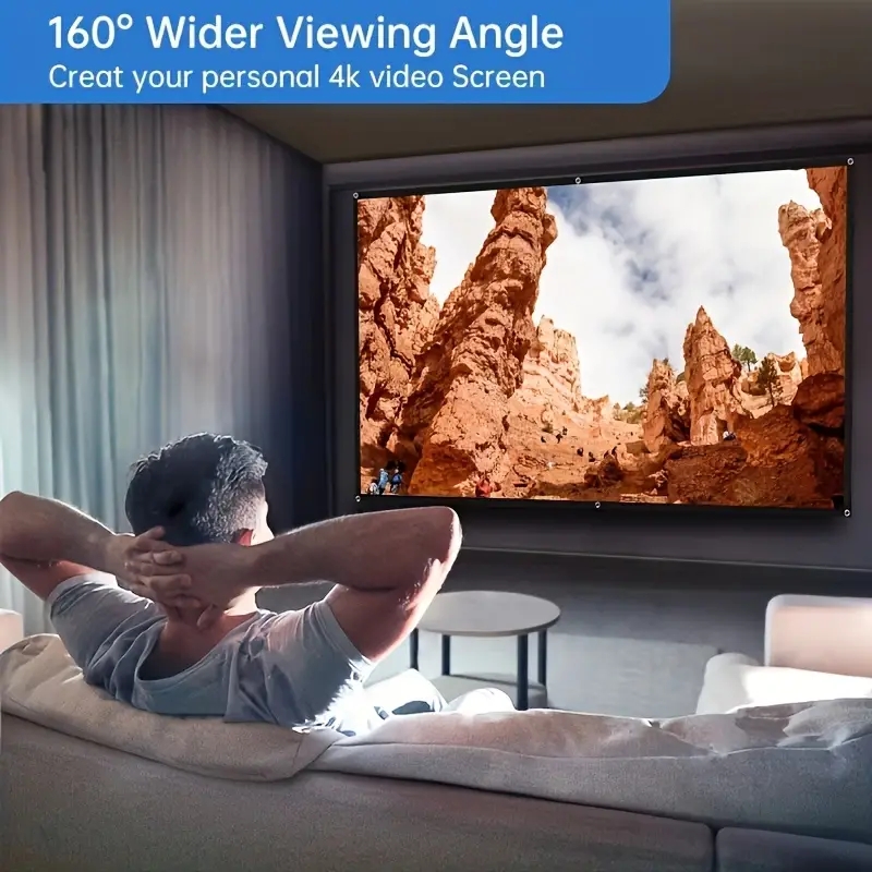 シンプルな壁掛け投影ソフトスクリーン折りたたみ式屋外キャンプ - Home Cinema Blanc のレビューと価格