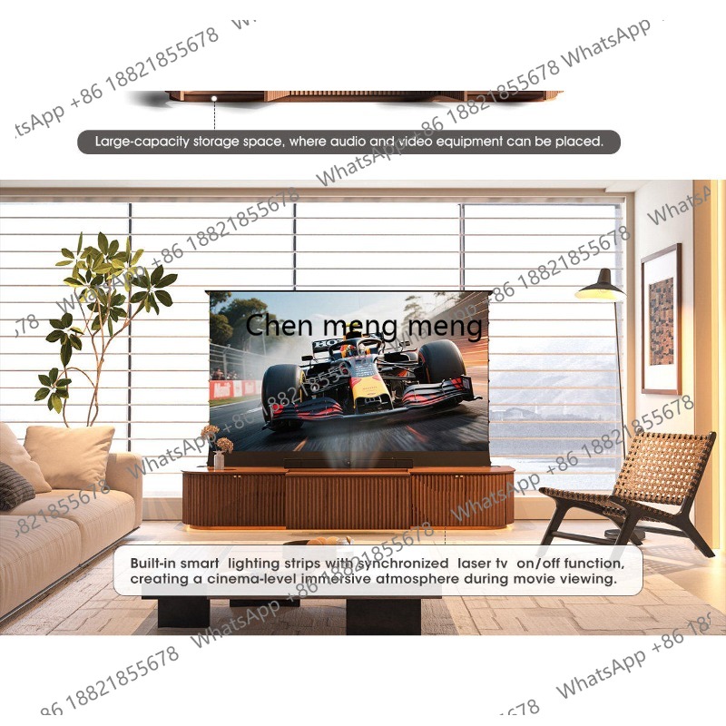 全木製自動昇降スクリーン一体型レーザーTVキャビネット 10 - Home Cinema Tv Screen のレビューと価格